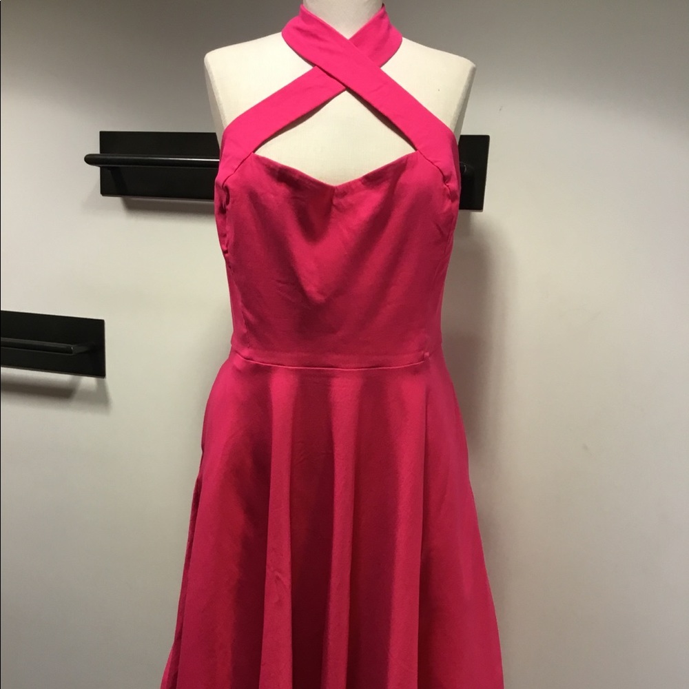 Hot pink Unique Vintage halter swing dress